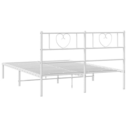 vidaXL Metal Bed Frame without Mattress with Headboard White 150x200cm