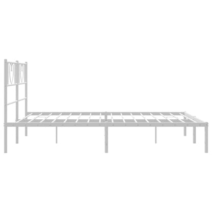 vidaXL Metal Bed Frame without Mattress with Headboard White 160x200cm