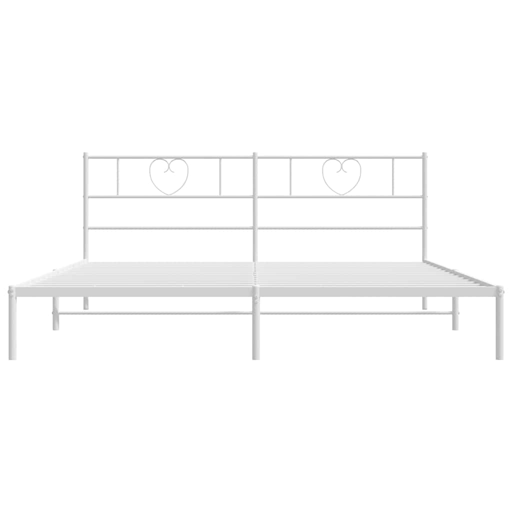 vidaXL Metal Bed Frame without Mattress with Headboard White 183x213cm
