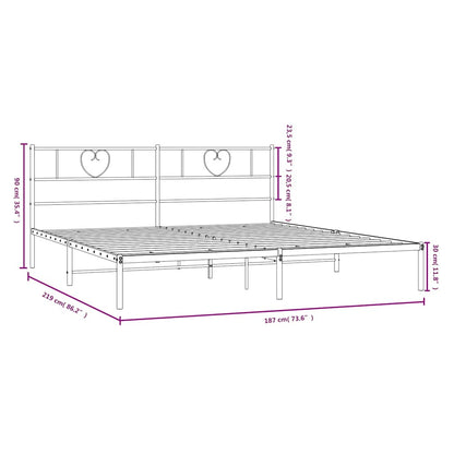vidaXL Metal Bed Frame without Mattress with Headboard White 183x213cm
