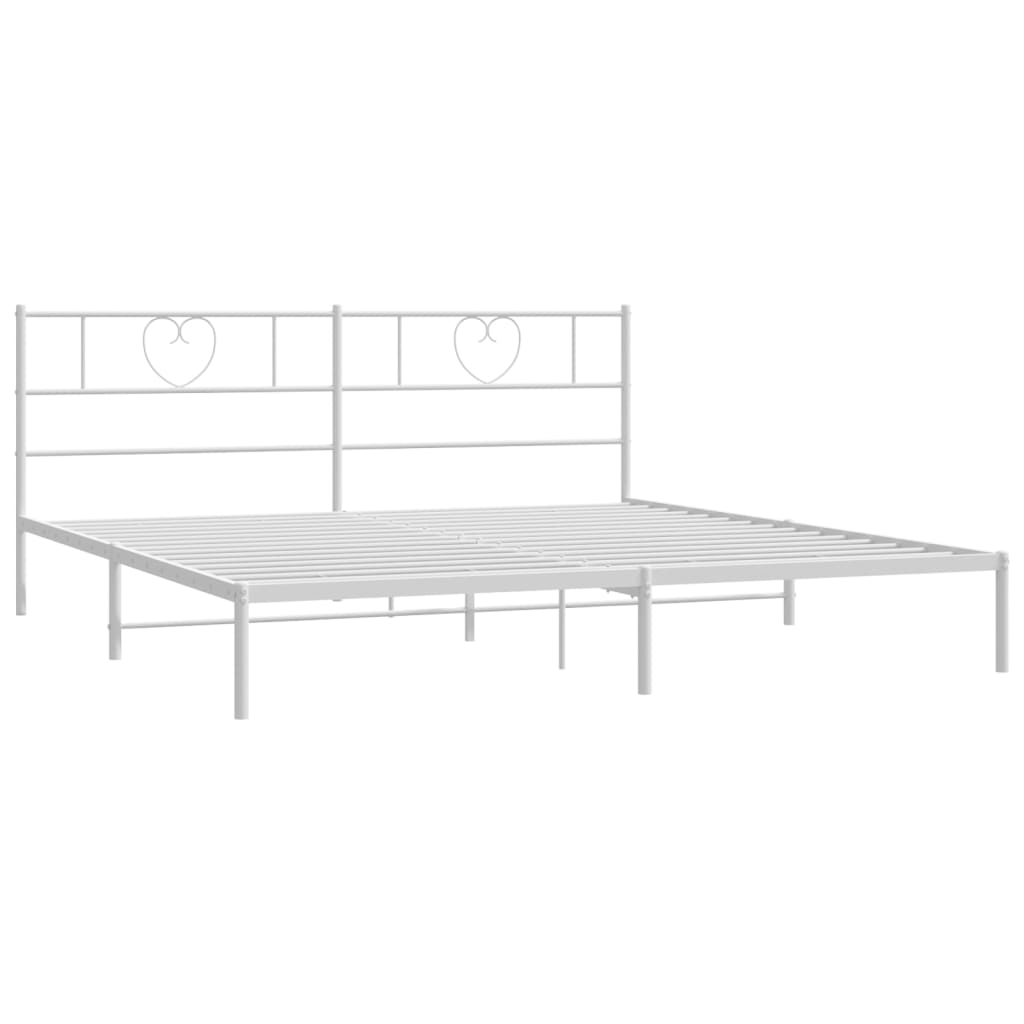 vidaXL Metal Bed Frame without Mattress with Headboard White 200x200cm