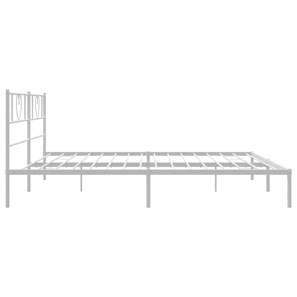 vidaXL Metal Bed Frame without Mattress with Headboard White 200x200cm