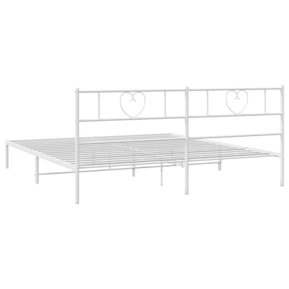 vidaXL Metal Bed Frame without Mattress with Headboard White 200x200cm