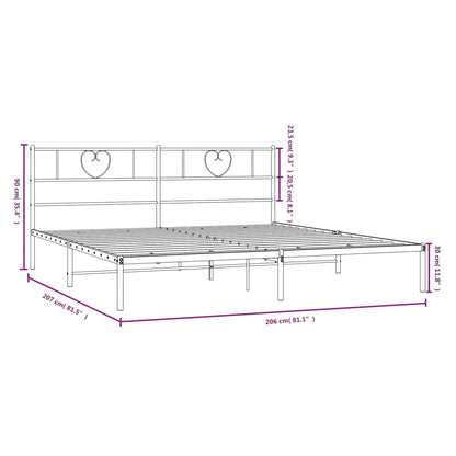 vidaXL Metal Bed Frame without Mattress with Headboard White 200x200cm