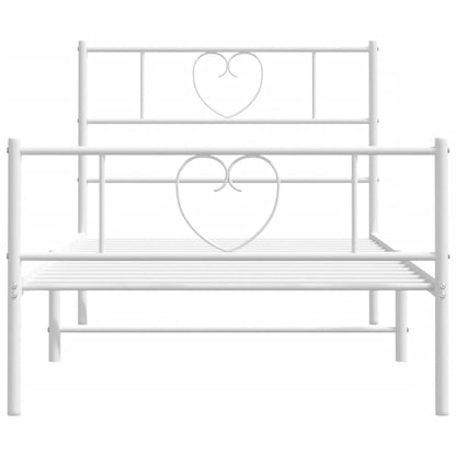 vidaXL Metal Bed Frame without Mattress with Footboard White 75x190cm