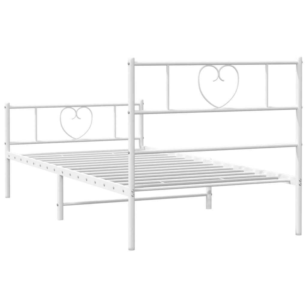 vidaXL Metal Bed Frame without Mattress with Footboard White 75x190cm