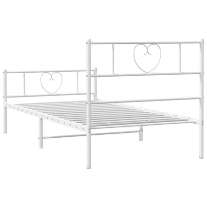 vidaXL Metal Bed Frame without Mattress with Footboard White 75x190cm