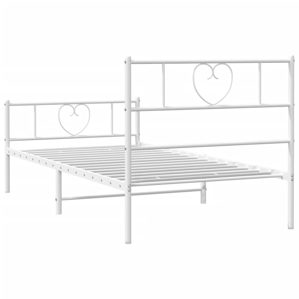 vidaXL Metal Bed Frame without Mattress with Footboard White 90x190cm