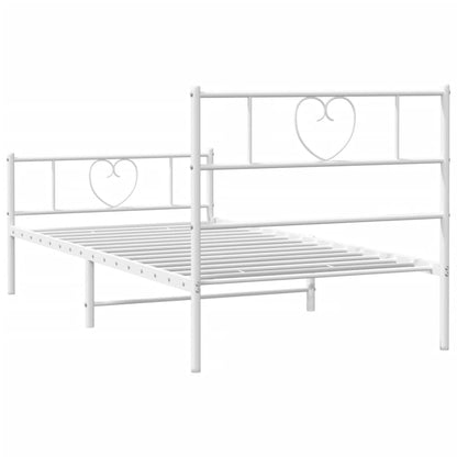 vidaXL Metal Bed Frame without Mattress with Footboard White 90x190cm