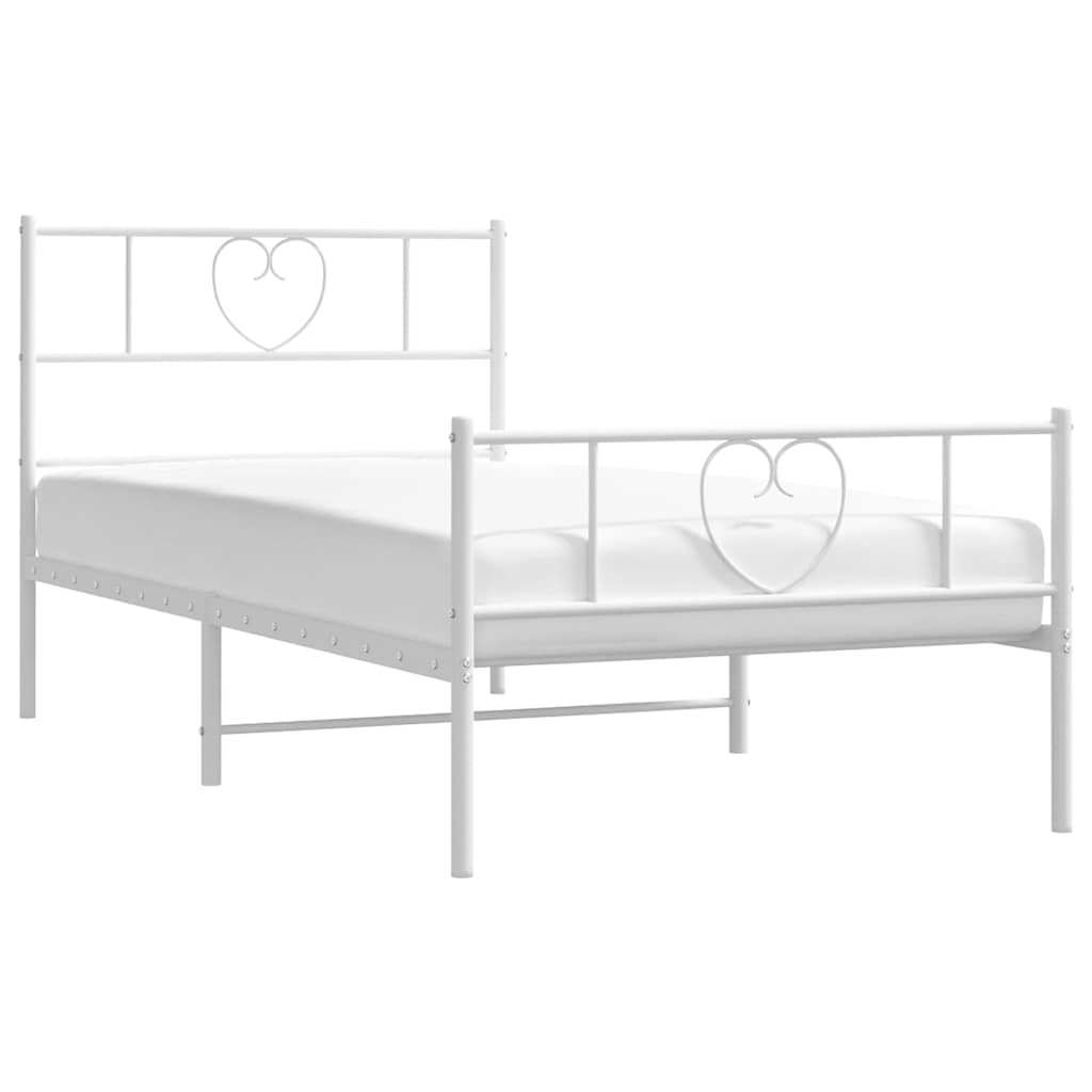 vidaXL Metal Bed Frame without Mattress with Footboard White 100x200cm