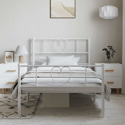 vidaXL Metal Bed Frame without Mattress with Footboard White 100x200cm