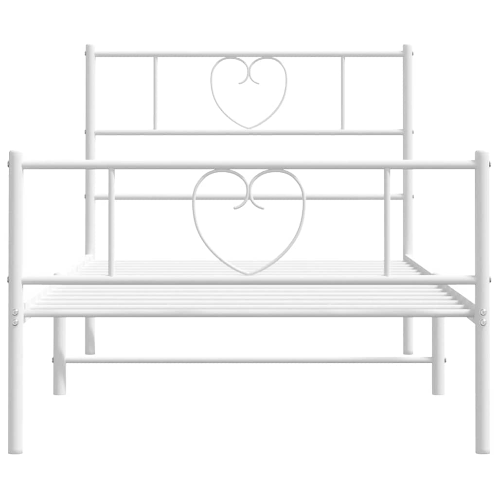 vidaXL Metal Bed Frame without Mattress with Footboard White 100x200cm