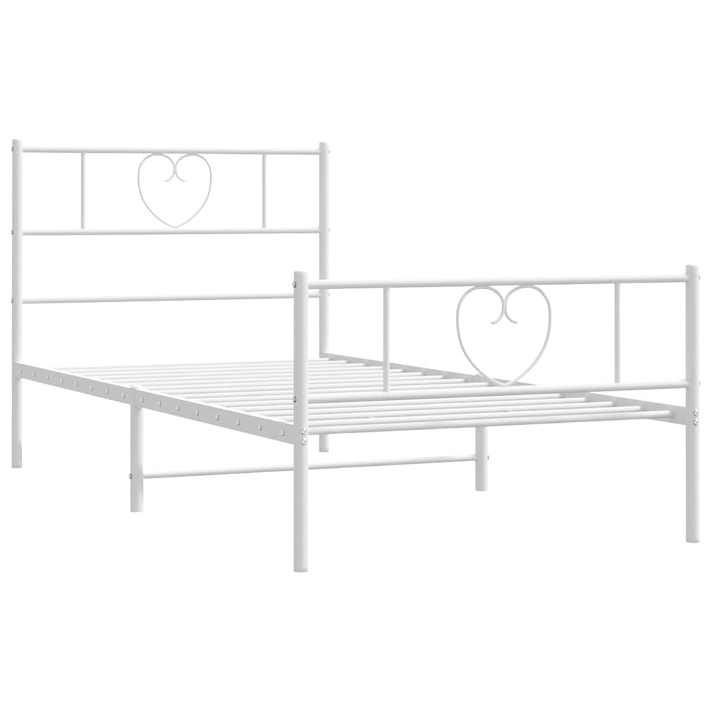 vidaXL Metal Bed Frame without Mattress with Footboard White 100x200cm