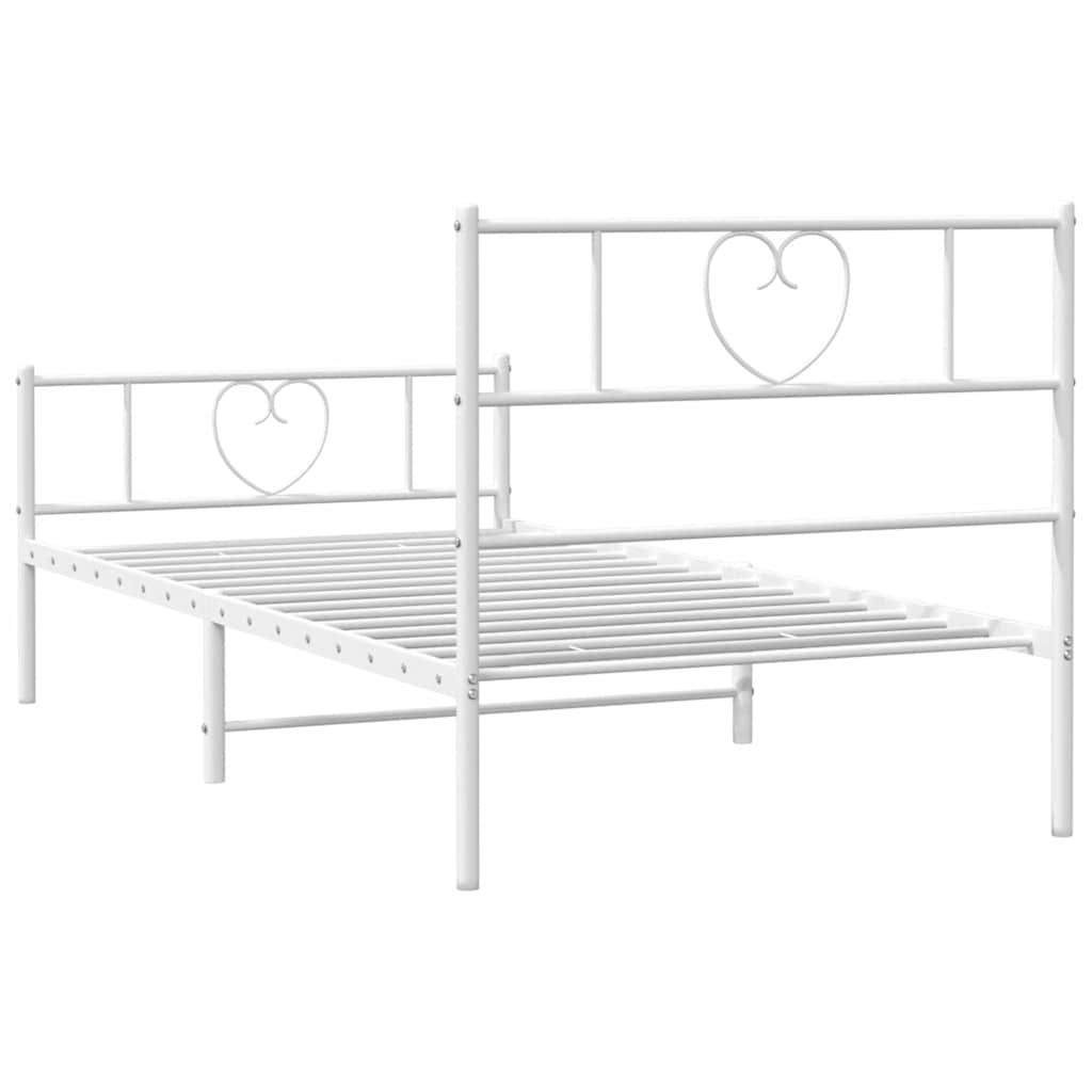 vidaXL Metal Bed Frame without Mattress with Footboard White 100x200cm