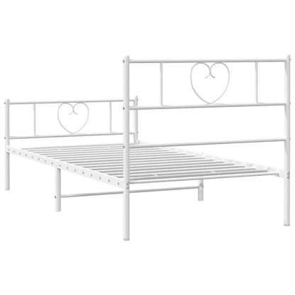 vidaXL Metal Bed Frame without Mattress with Footboard White 100x200cm