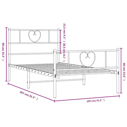 vidaXL Metal Bed Frame without Mattress with Footboard White 100x200cm