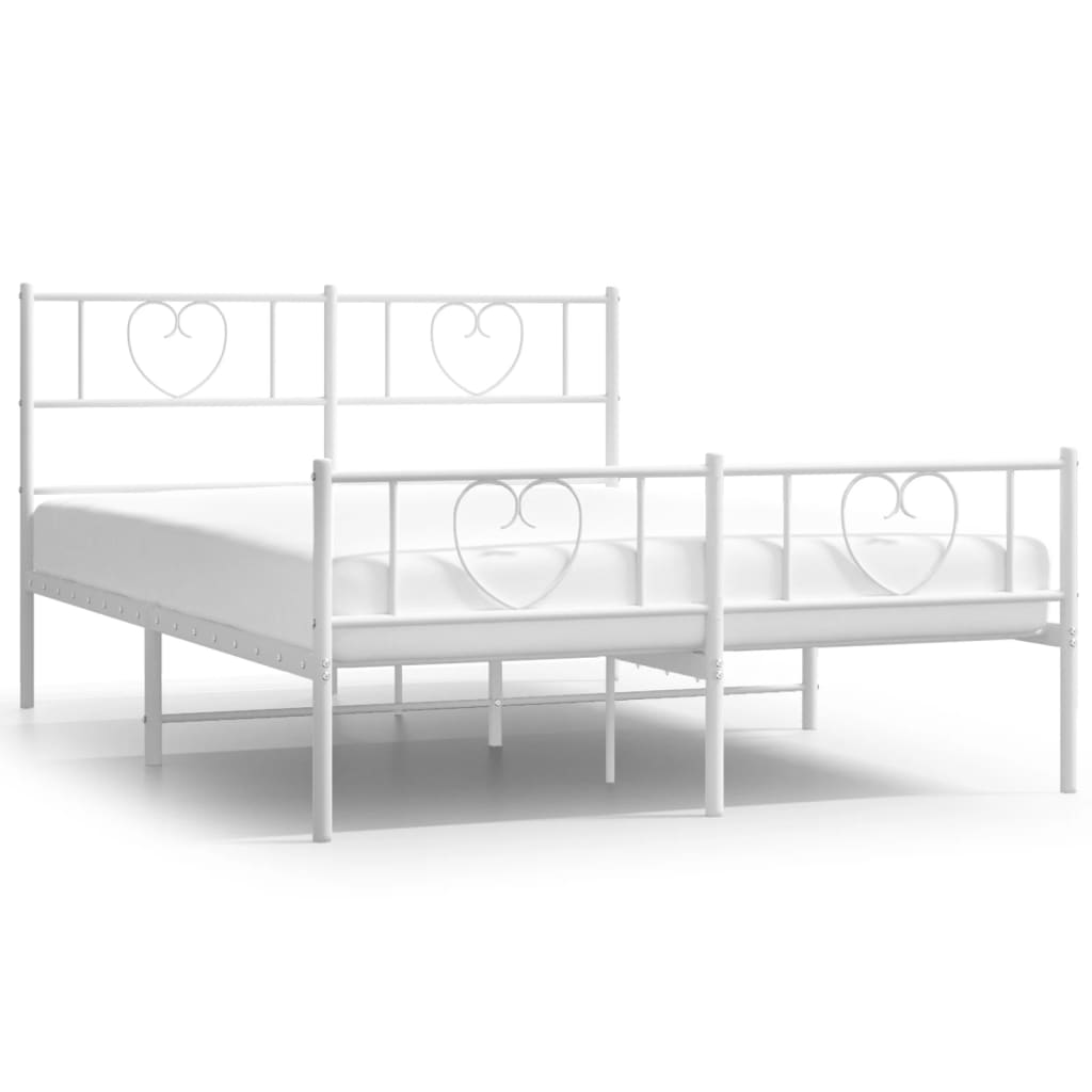 vidaXL Metal Bed Frame without Mattress with Footboard White 140x190cm