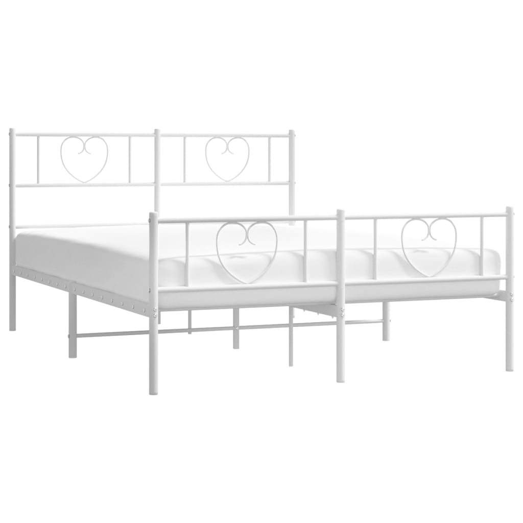 vidaXL Metal Bed Frame without Mattress with Footboard White 140x190cm