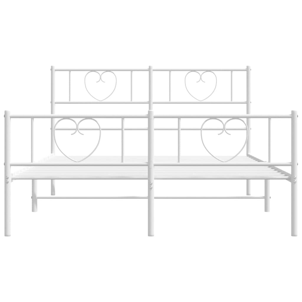 vidaXL Metal Bed Frame without Mattress with Footboard White 140x190cm