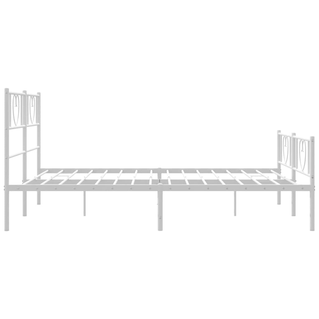 vidaXL Metal Bed Frame without Mattress with Footboard White 140x190cm