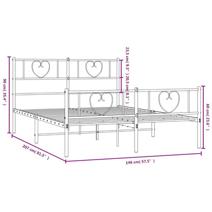 vidaXL Metal Bed Frame without Mattress with Footboard White 140x200cm