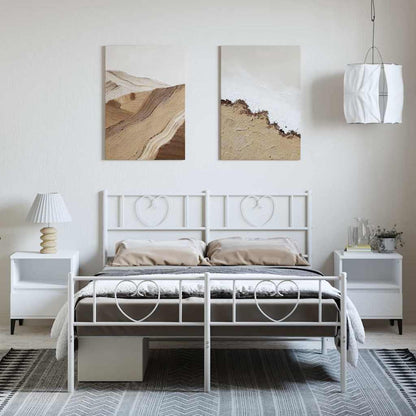 vidaXL Metal Bed Frame without Mattress with Footboard White 150x200cm
