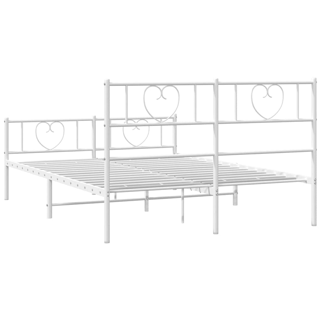 vidaXL Metal Bed Frame without Mattress with Footboard White 150x200cm