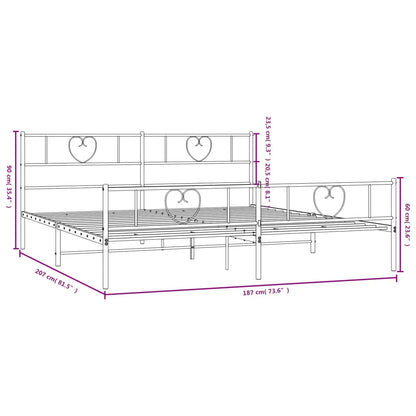 vidaXL Metal Bed Frame without Mattress with Footboard White 180x200cm