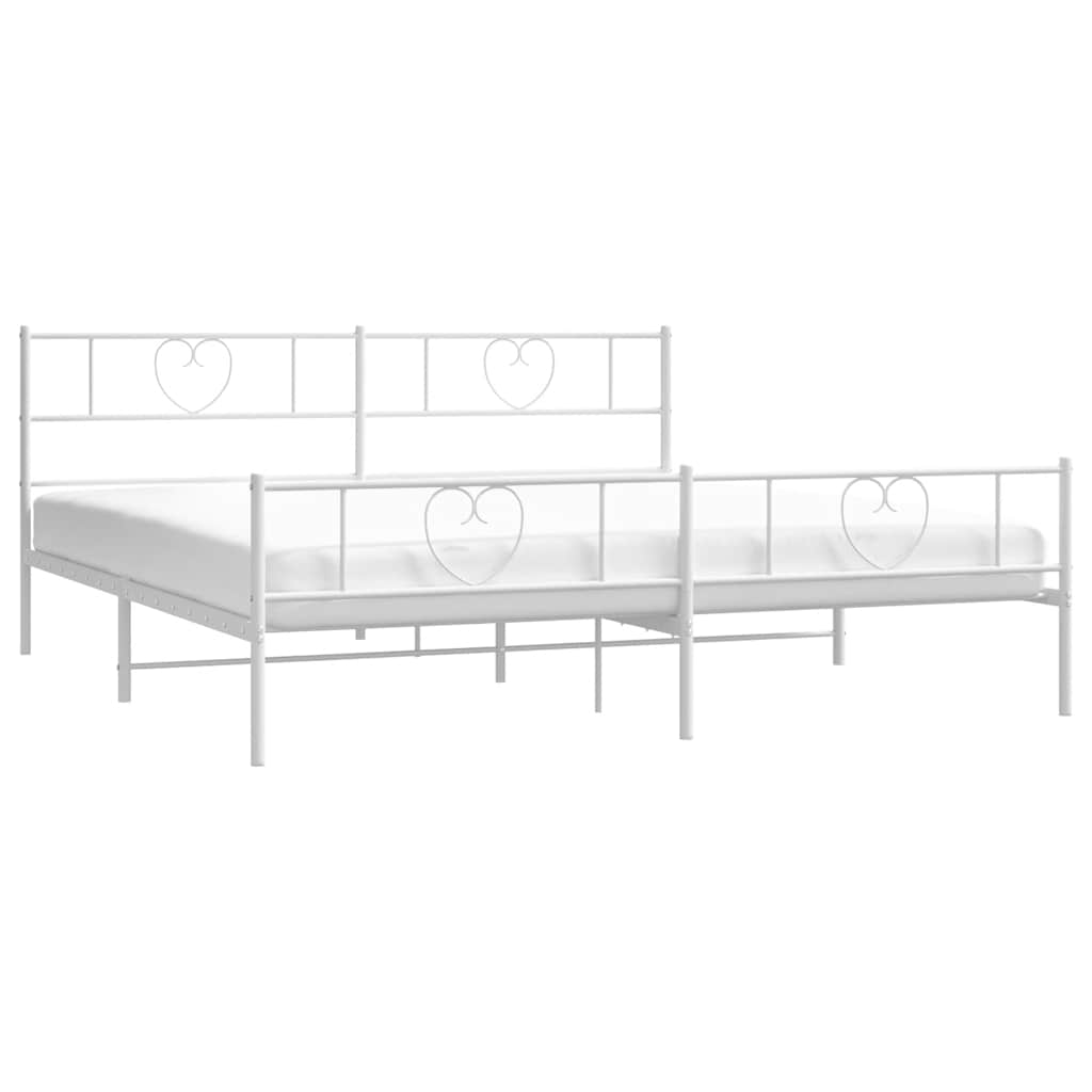 vidaXL Metal Bed Frame without Mattress with Footboard White 183x213cm