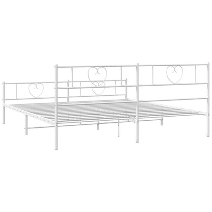 vidaXL Metal Bed Frame without Mattress with Footboard White 183x213cm