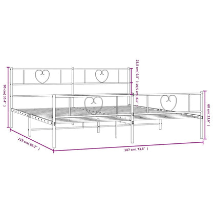 vidaXL Metal Bed Frame without Mattress with Footboard White 183x213cm