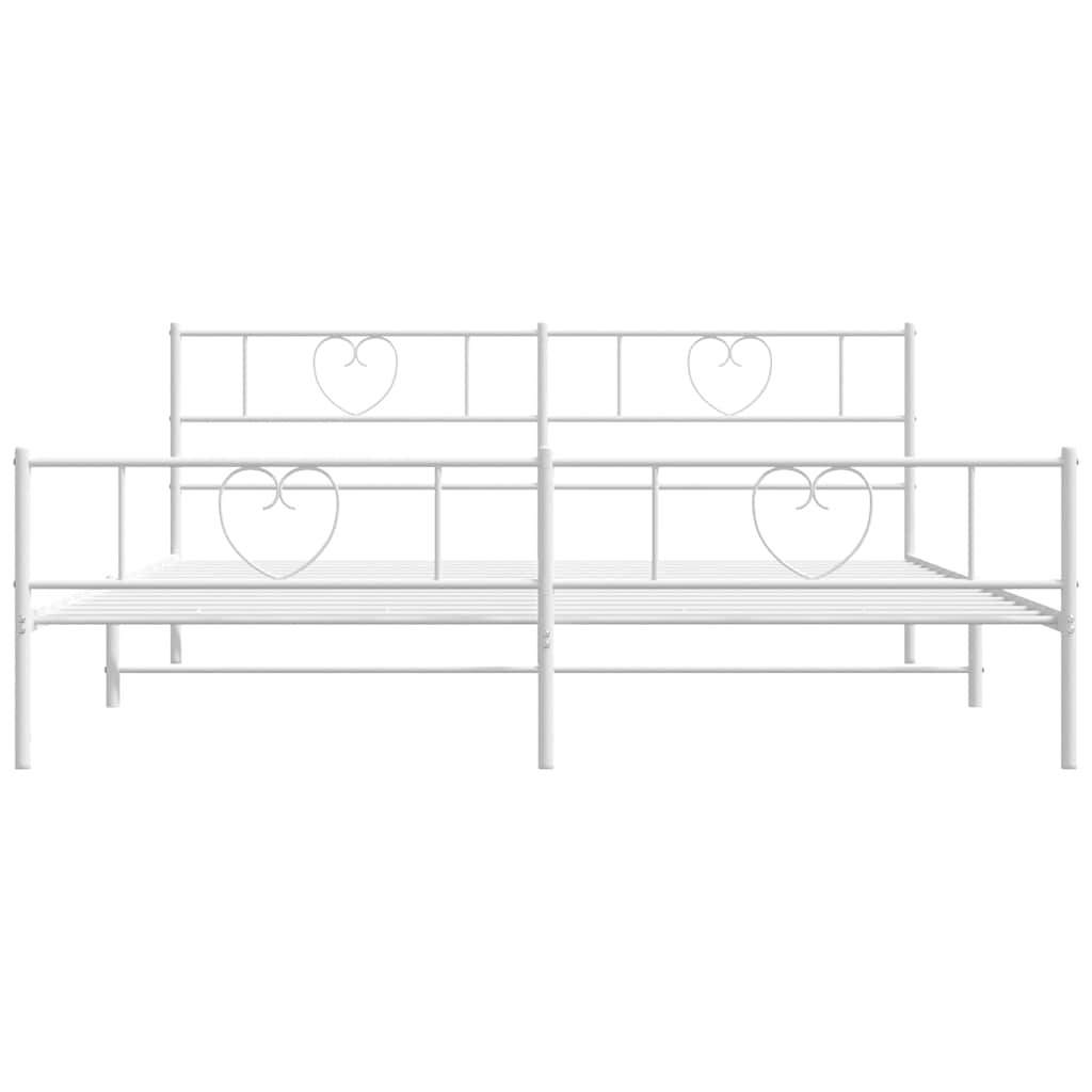 vidaXL Metal Bed Frame without Mattress with Footboard White 193x203cm