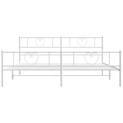 vidaXL Metal Bed Frame without Mattress with Footboard White 193x203cm