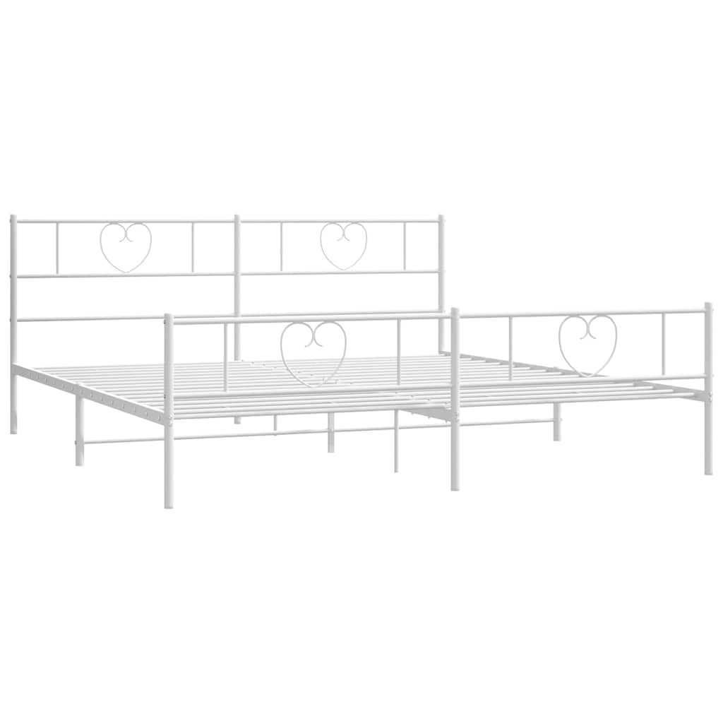 vidaXL Metal Bed Frame without Mattress with Footboard White 193x203cm