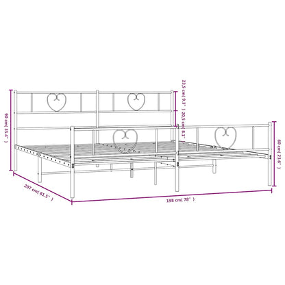 vidaXL Metal Bed Frame without Mattress with Footboard White 193x203cm