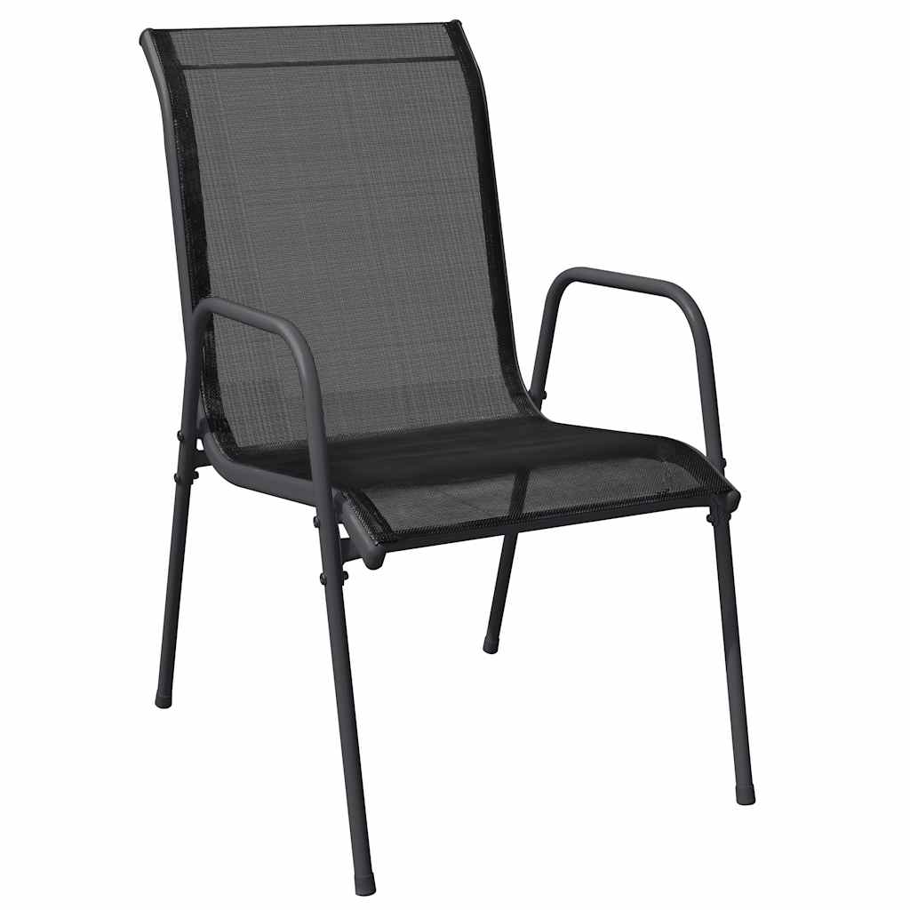 vidaXL 7 Piece Garden Dining Set Black Steel and Textilene