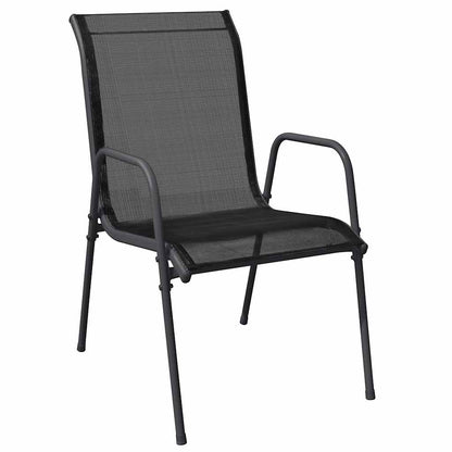 vidaXL 7 Piece Garden Dining Set Black Steel and Textilene