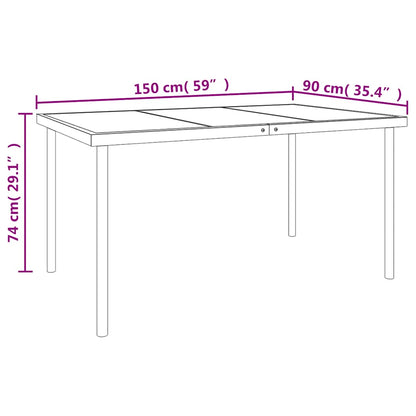 vidaXL 7 Piece Garden Dining Set Black Steel and Textilene