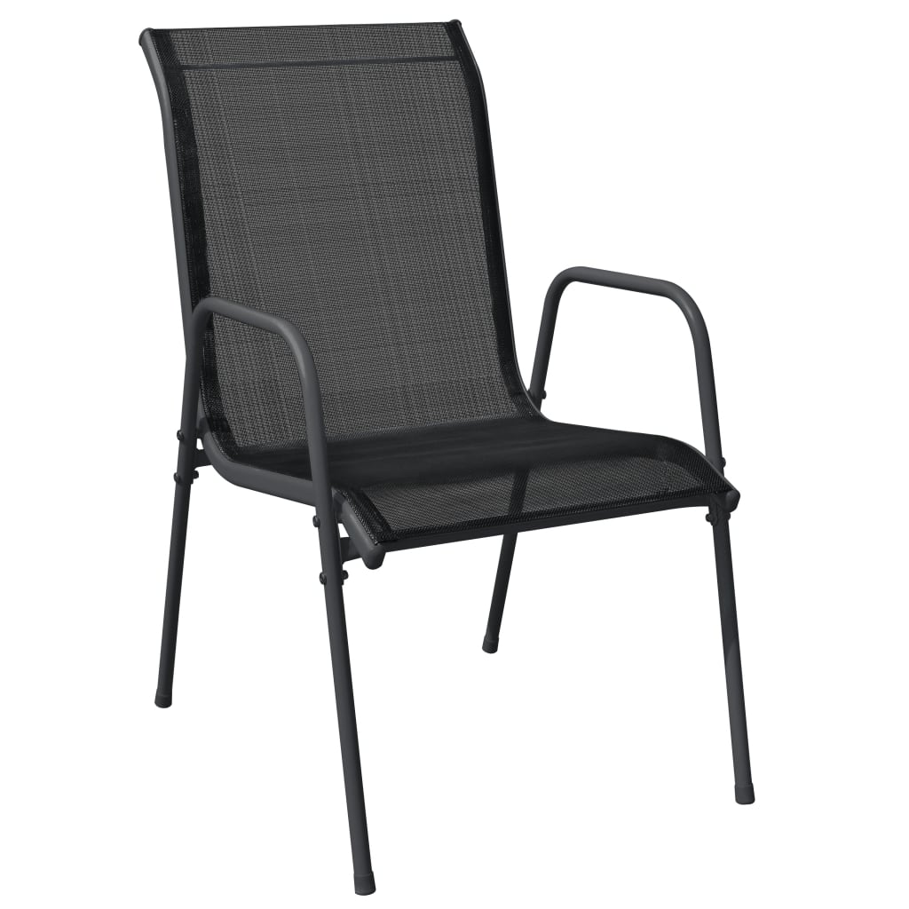vidaXL 5 Piece Garden Dining Set Black Steel and Textilene