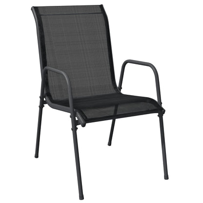 vidaXL 5 Piece Garden Dining Set Black Steel and Textilene