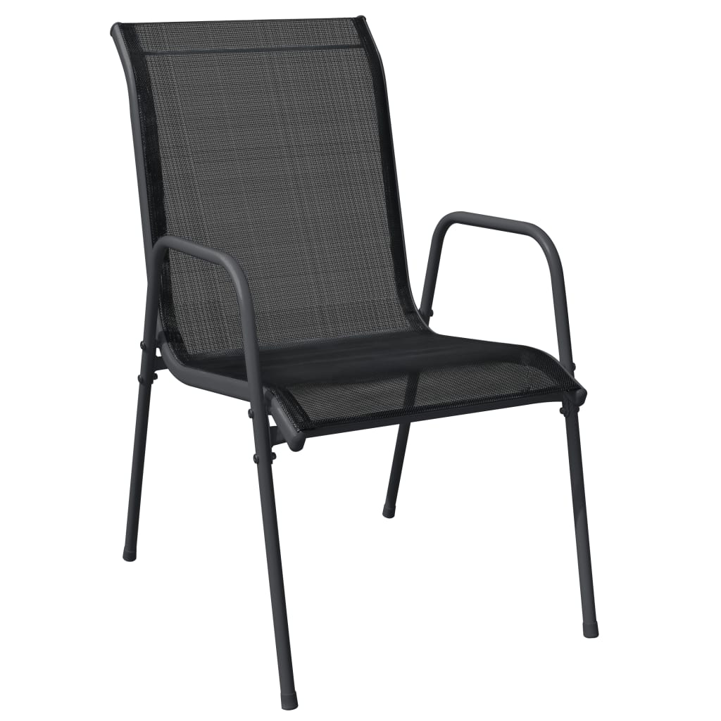 vidaXL 5 Piece Garden Dining Set Black Steel and Textilene