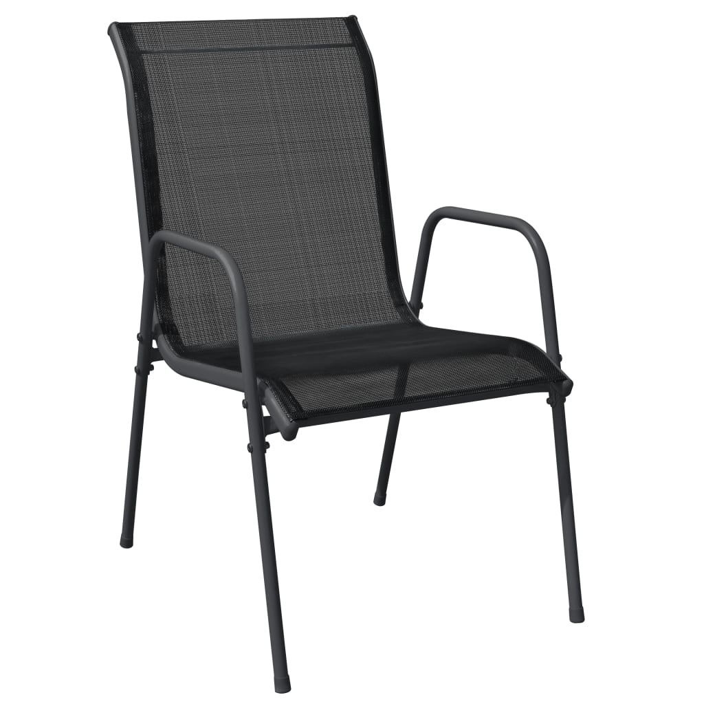 vidaXL 5 Piece Garden Dining Set Black Steel and Textilene