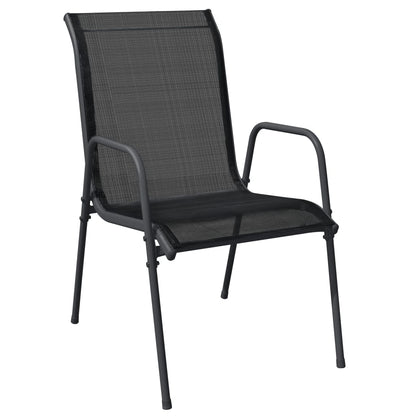 vidaXL 5 Piece Garden Dining Set Black Steel and Textilene