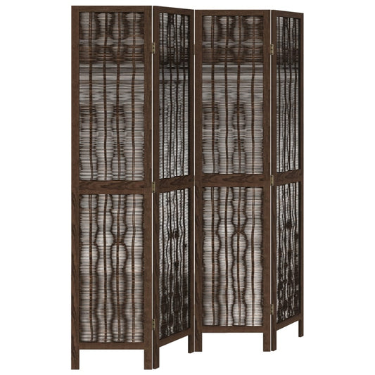 vidaXL Room Divider 4 Panels Dark Brown Solid Wood Paulownia