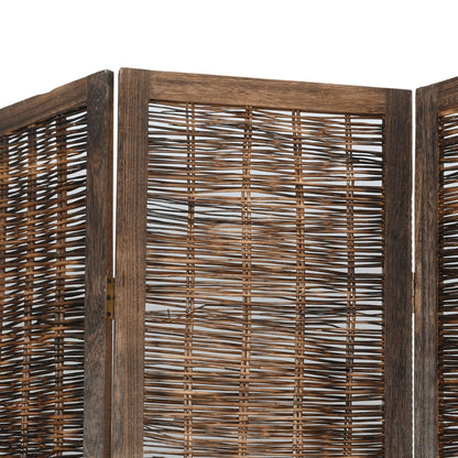 vidaXL Room Divider 5 Panels Dark Brown Solid Wood Paulownia