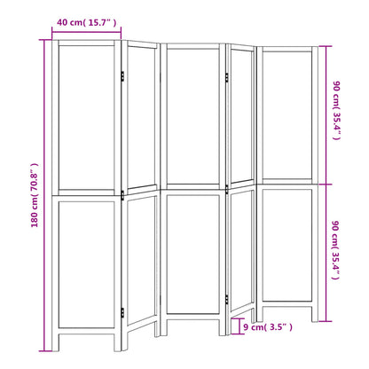vidaXL Room Divider 5 Panels Dark Brown Solid Wood Paulownia
