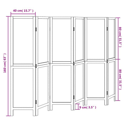 vidaXL Room Divider 6 Panels Dark Brown Solid Wood Paulownia