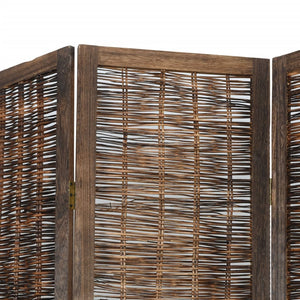 vidaXL Room Divider 6 Panels Dark Brown Solid Wood Paulownia