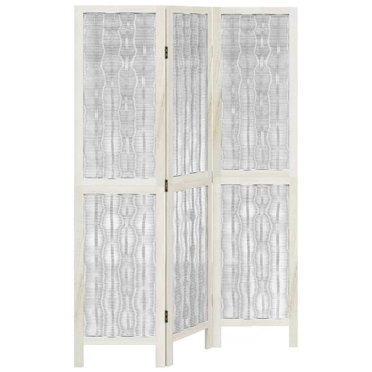 vidaXL Room Divider 3 Panels White Solid Wood Paulownia