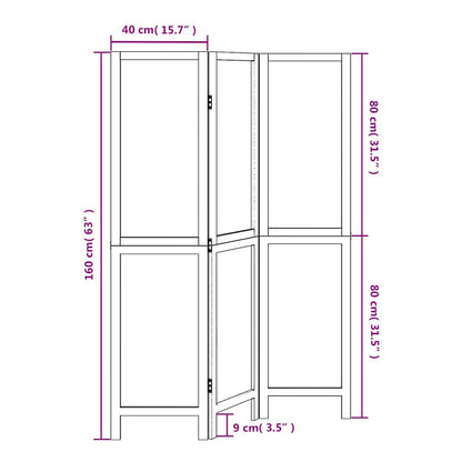 vidaXL Room Divider 3 Panels White Solid Wood Paulownia